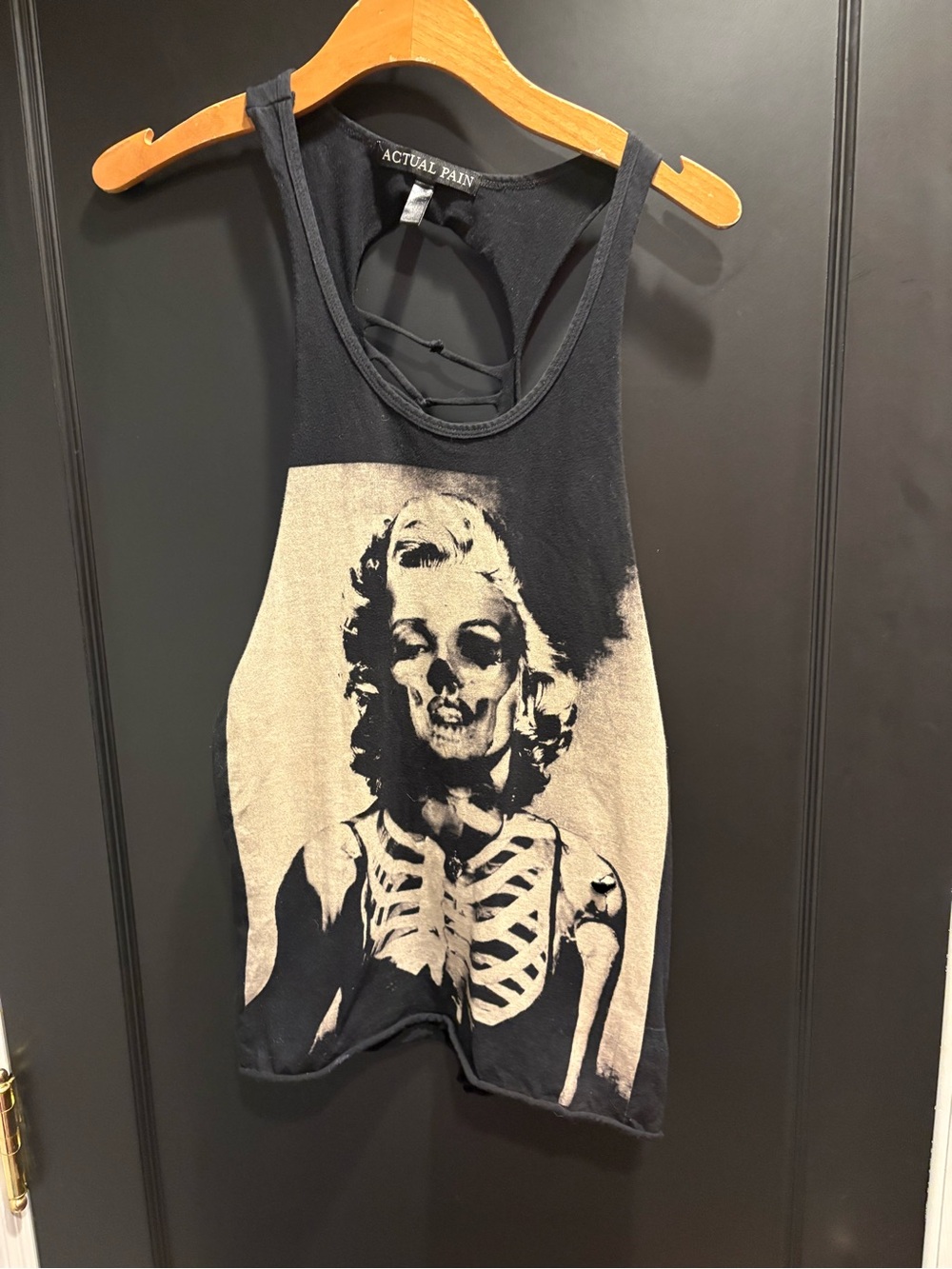 Actual pain custom skeleton back tshirt  / tank Top Marilyn Monroe goth rocker m